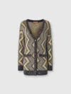 Missoni Oversized Cardigan With Macro Zig Zag And Sequins In Black,gold