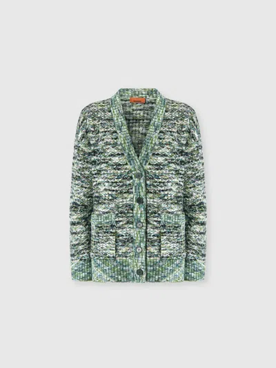 Missoni Oversized Cardigan With Patch Pockets And 3d Construction In Multi