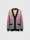 Missoni Oversized Chevron Ribbed Wool And Cotton Cardigan In Multicoloured
