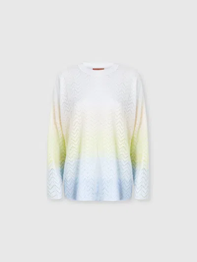 Missoni Oversized Crewneck Sweater In Gradient Chevron Viscose In Multicoloured