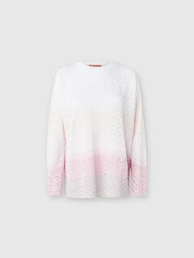 MISSONI OVERSIZE-PULLOVER MIT RUNDHALSAUSSCHNITT AUS CHEVRON-VISKOSE MIT FARBVERLAUF