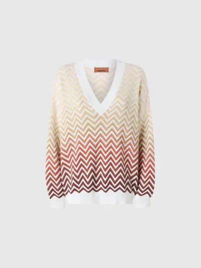 Missoni Oversize-pullover Mit Dégradé-chevron Und V-ausschnitt In Multicoloured