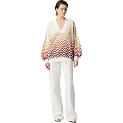 Missoni Oversized Dégradé Chevron Sweater With V-neck In Multicoloured 2