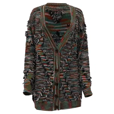 Missoni Oversized Fringed Intarsia Cardigan In Multicolor Wool
