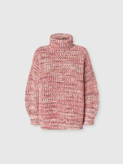 Missoni Oversized High-neck Flame Knit Sweater In Pink