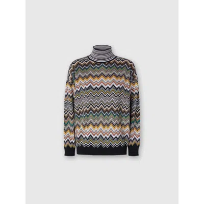 MISSONI MISSONI OVERSIZED HIGH-NECK SWEATER WITH CHEVRON PATTERN
