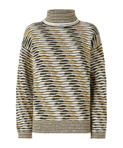 Missoni Oversized High-neck Sweater With Flame Pattern In Multi