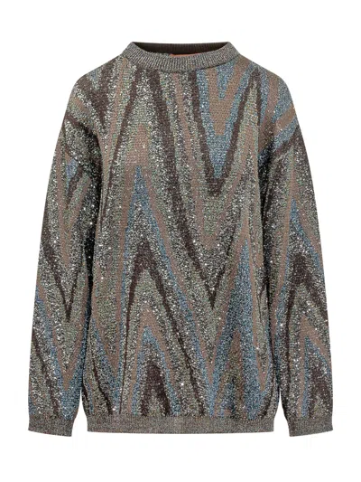 Missoni Oversized Knit Sweater In Gray