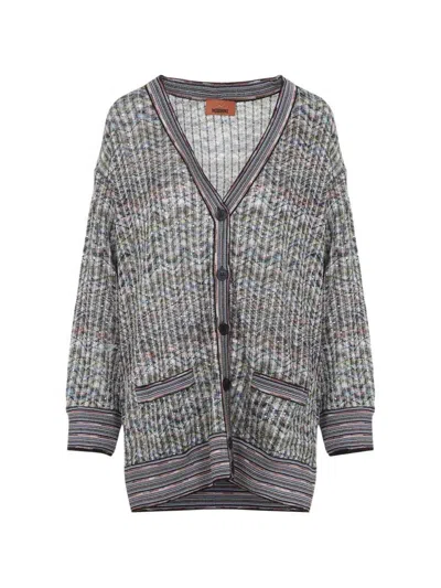 Missoni Oversized Sequin Cardigan In Gray