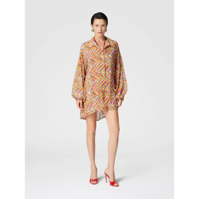 Missoni Oversized Shirt In Printed Cotton And Silk Blend In Multicoloured