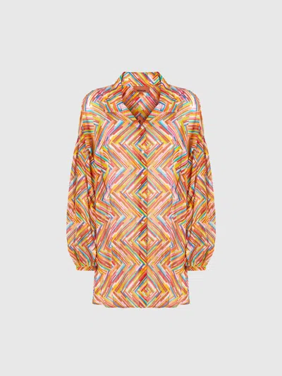 Missoni Oversized Shirt In Printed Cotton And Silk Blend In Multicoloured