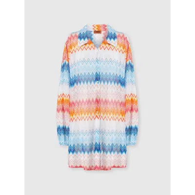Missoni Oversized Shirt In Zig Zag Lamé Viscose Blend In Multicoloured