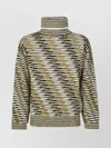 Missoni Oversized High-neck Sweater With Flame Pattern In Multi