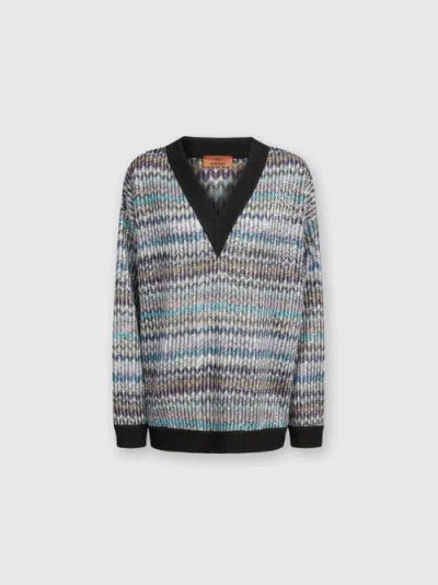 MISSONI MISSONI OVERSIZED V-NECK SWEATER WITH SEQUINS
