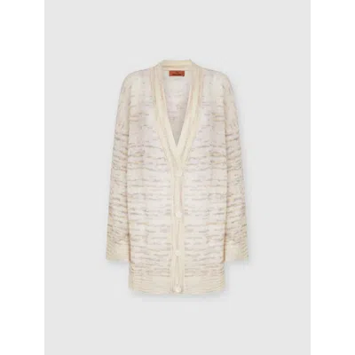 Missoni Oversized Viscose, Alpaca And Wool Cardigan In Orange & Pink
