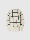 Missoni Oversized Wool Check Crew Neck Sweater In White
