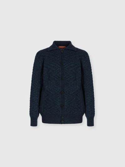 Missoni Oversized Wool-blend Cardigan With Alpaca In Blue