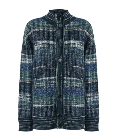 Missoni Oversized Wool-blend Check Cardigan In Transparent