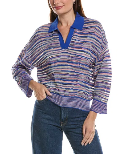 Missoni Oversized Wool-blend Polo Top In Blue