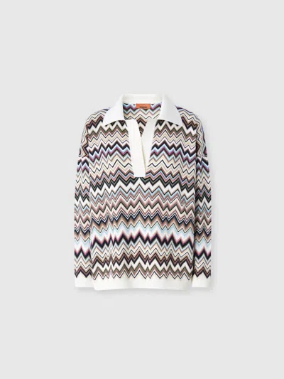 Missoni Oversize-polo Aus Wolle Und Viskose Mit Zig Zag-muster In Mehrfarbig