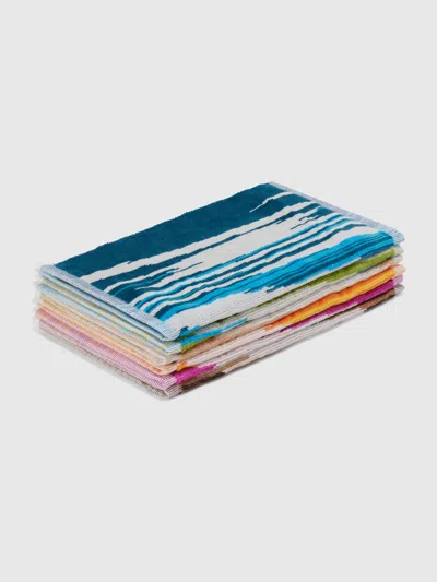 Missoni Fiammetta Washcloths Box Of 6 30x30 Cm With Zig Zag Pattern In Multi
