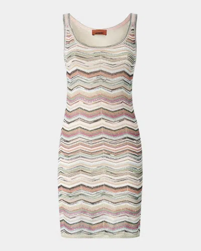 Missoni Paillette Chevron Knit Sleeveless Mini Dress In Multi