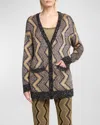 Missoni Paillette Chevron V-neck Maxi Cardigan In S10b3-gold And Black