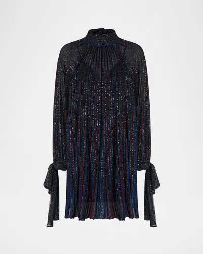 MISSONI PAILLETTE STRIPED LONG-SLEEVE MINI DRESS