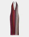 Missoni Striped Partialized Midi Dress With Sequins And V-neck In Red And Black