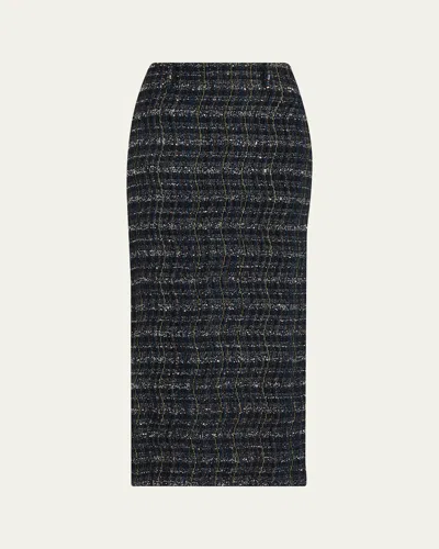 Missoni Paillette Wavy Check Tweed Midi Skirt In Black