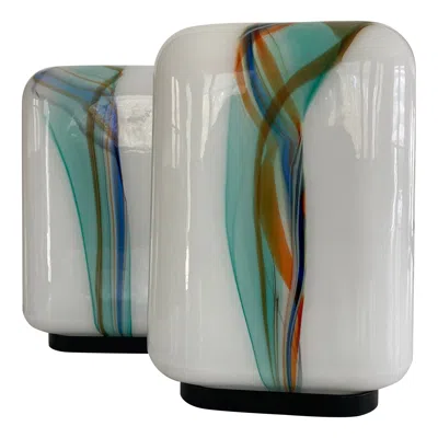 Pre-owned Missoni Pair Of  Murano La Filigrana Glass Table Lamps Multicolor, 1960s In Transparent
