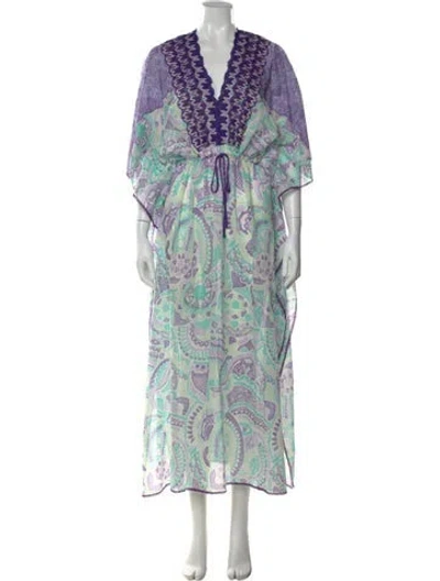 Pre-owned Missoni Paisley Print Long Dress In Green