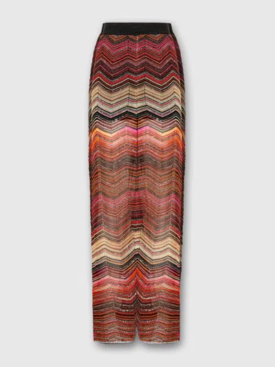 Missoni Palazzo Chevron Hose Aus Lamé Mit Pailletten In Multicoloured