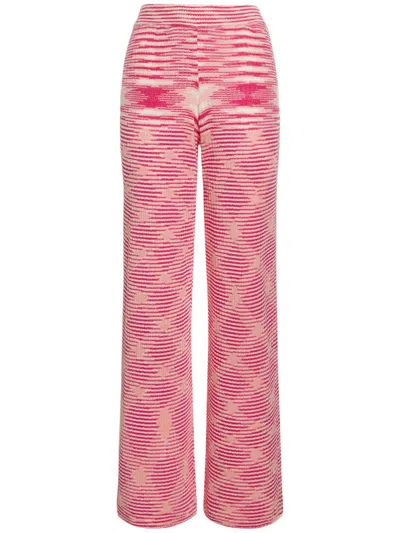 Missoni Palazzo Trousers In Knit With High Waist In Pink
