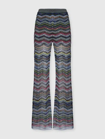 Missoni Palazzo-hose Mit Chevron-muster Und Pailletten In Purple