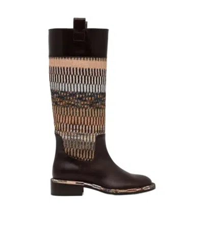 Missoni Panelled Knee-high Boots In Animal Print