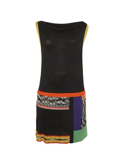 Pre-owned Missoni Panelled Sleeveless Mini Dress In Black