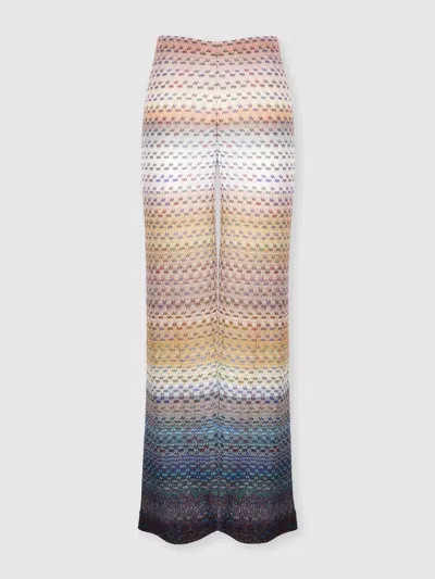 Missoni Chevron Palazzo Trousers In Blue