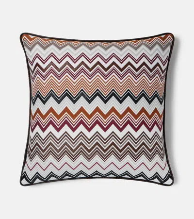 Missoni Pantelleria Zigzag Cotton-blend Cushion In Brown