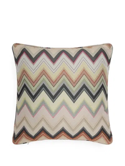 Missoni Pantelleria Zigzag-knit Cushion In Brown
