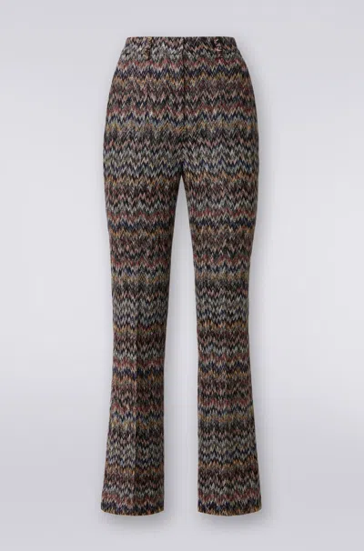 Missoni Metallic Crochet-knit Flared Pants In Marineblau