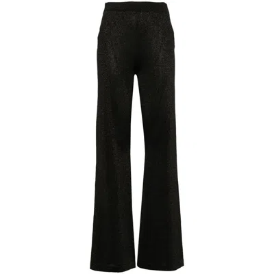Missoni Crochet-knit Cotton-blend Straight-leg Pants In Black