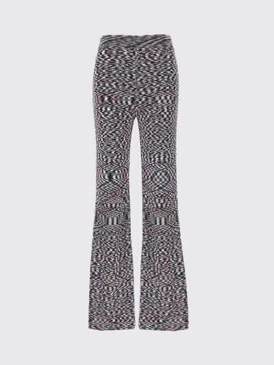 Missoni Flared Geometric Knit Trousers In Gray