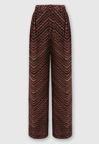Missoni Mid-rise Tailored Pants With Zigzag Pattern In Brown
