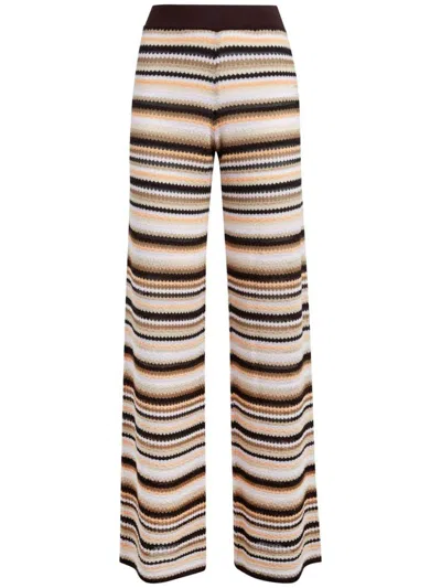 Missoni Striped Cotton Blend Flared Pants In Brown/multi