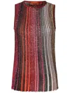 Missoni Women's Partial Striped Sleeveless Top With Sequins In Red