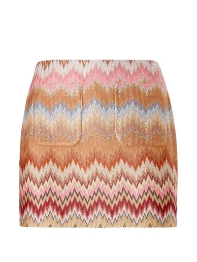 Missoni Patch-pocket Zigzag-pattern Mini Skirt In Multi