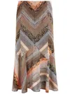Missoni Patchwork-effect Lamé Flared Midi Skirt In Brown