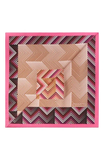 Missoni Patchwork Print Silk Scarf In Pink