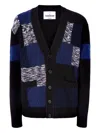 Missoni Patchwork V-neck Cardigan In Blue